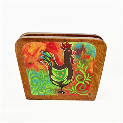 Looking for a good deal on holder napkin? Amazon.com: Costa Rican rooster print: napkin holder: Handmade