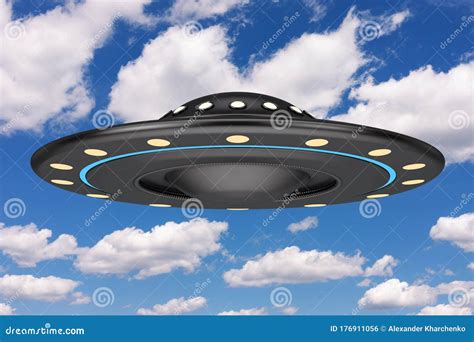 Ufo Concept Alien Spaceship Or Flying Saucer 3d Rendering Stock