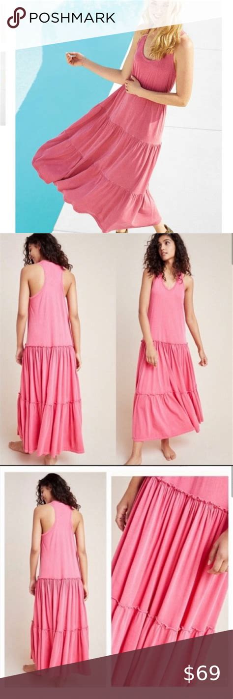 Sundry Racerback Tiered Maxi Jersey Dress In Pink Maxi Jersey Dress Tiered Jersey Dress Maxi