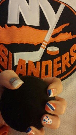 New York Islanders Hockey Nail Art Hockey Nails Acrylic Nail Art