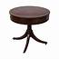 Weiman 1940s Mahogany Round Leather Top Drum Table  Chairish
