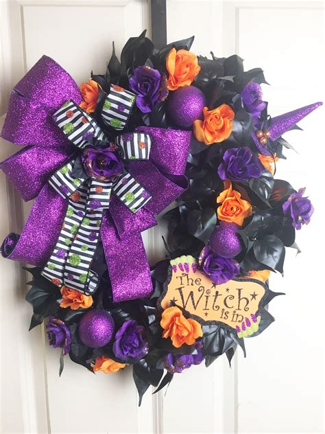 Halloween Witch Wreath Halloween Wreath For Front Door Porch Etsy In