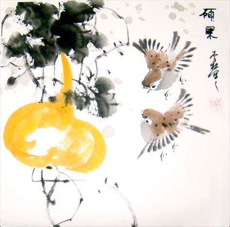 Chinese painting is one of the oldest continuous artistic traditions in the world. Chinese Brush Painting - Gourd & Birds, Chinese Art Paintings