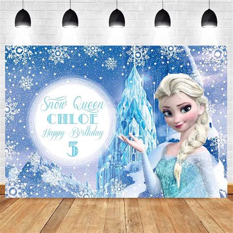 Photography Backdrops Cartoon Elsa Princess Girl Birthday Party