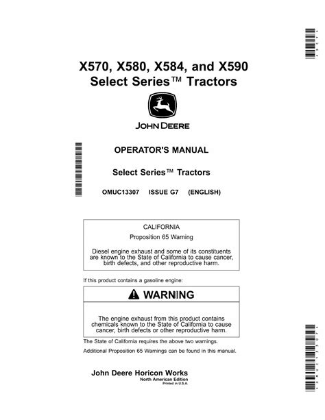 John Deere X570 X580 X584 And X590 Tractor Operator Manual Omuc13307
