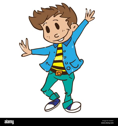 Boy Dancing Cartoon Illustration Stock Vector Art