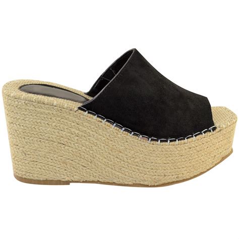 Womens Platform Sandals High Espadrille Wedge Mule Summer Comfort