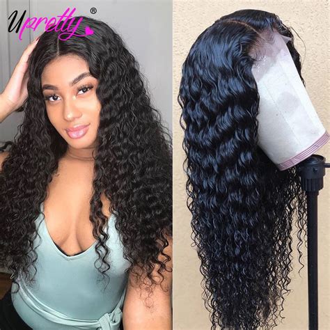 Upretty PrePlucked Deep Wave Wig Lace Front Human Hair Wigs Density Glueless Remy