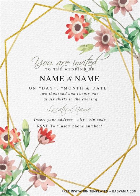 Printable Free Wedding Invitation Template For Word Printable Templates