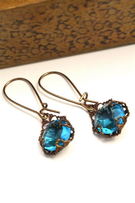 Items Similar To Out Of The Blue Czech Glass Vintage Revival Earrings