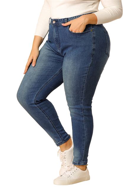 Womens Plus Size Jeans Zip Fly Mid Rise Skinny Jeans 2x