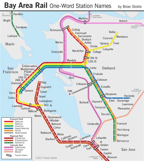 Transit Maps Unofficial Map Bay Area Rail One Word Station Names By