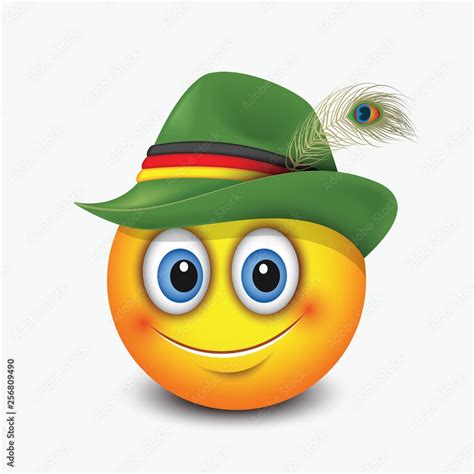 Cute Emoticon Wearing Traditional German Hat Emoji Smiley Stock