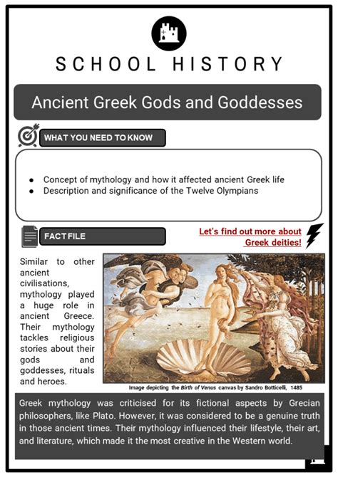 Ancient Greek Gods And Goddesses Facts Worksheets Names And History
