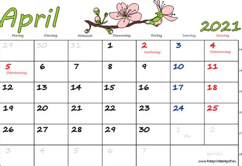 April 2021 Kalender Mit Feiertagen Kalender 2021 Mit Excel Pdf Word