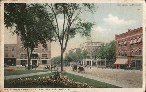 Corner Of Main And St Paul Streets Burlington Vt Postcard