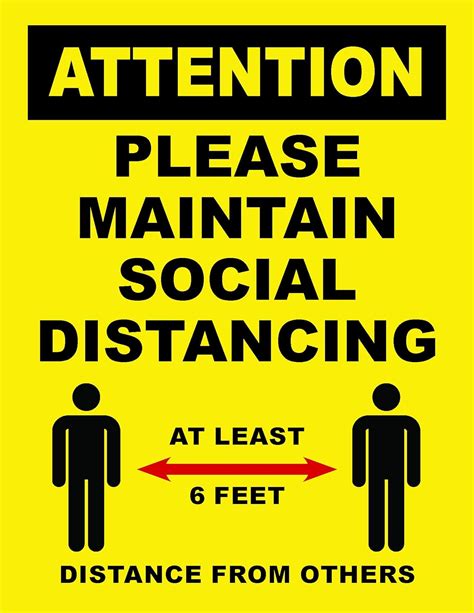 Amazon Com Attention Please Maintain Social Distancing Sign Poster Pack Office Products