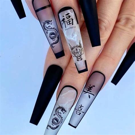 Dragon Mandarin Oriental Chinese Character Press On Nails Etsy In