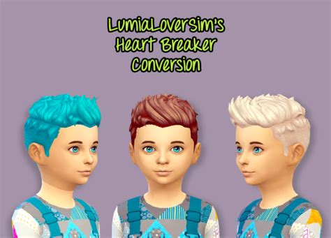 Sims 4 Ccs The Best Heart Breaker Hair Converted For Boys By