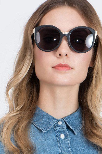 Black Round Prescription Sunglasses Large Full Rim Acetate Eyewear