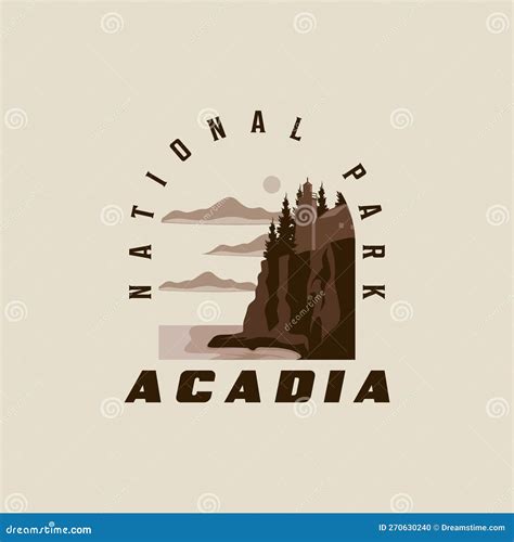 Acadia National Park Logo Vintage Vector Illustration Template Icon