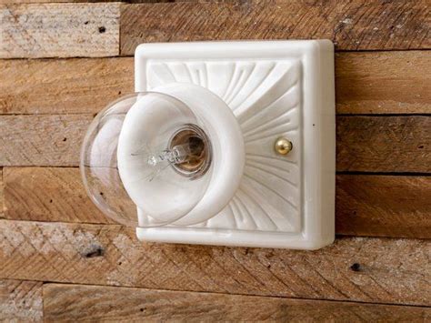 One piece e17 intermediate base porcelain socket. Lovely Vintage Rewired Porcelain Ceramic Wall Sconce Flush ...