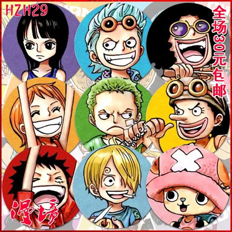 Zxfjxr 58mm Cute Version One Piece Luffy Nami Full Characters Badge