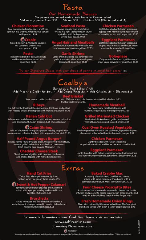 Menu | Coal Fire Pizza