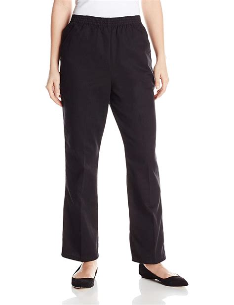 Chic Classic Collection Womens Petite Cotton Pull On Pant Black Twill