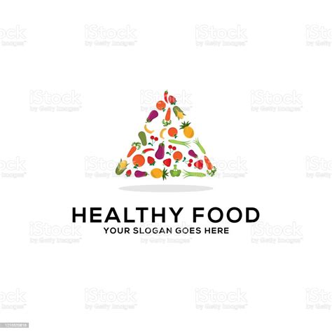 Healthy Food Logo Design Vector Fresh Fruits And Vegetables Drawing
