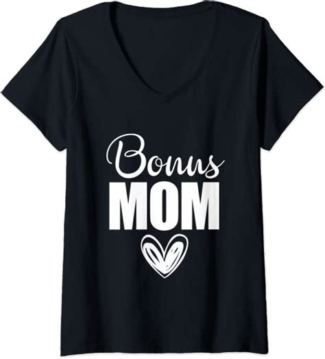 Womens Bonus Mama Mom Best Stepmom Mothers Day V Neck T