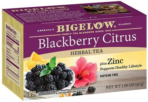 Bigelow BLACKBERRY CITRUS Herbal Tea Plus Zinc 2 Pack 36 Bags Combined