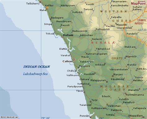 District Map Calicut Kozhikode Kerala India Travel Tourist