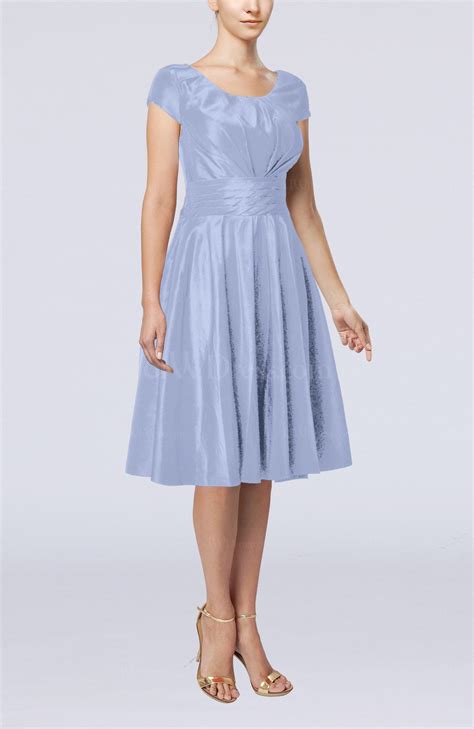 Dressy casual dresses for weddings. Ice Blue Simple A-line Scoop Short Sleeve Taffeta Knee ...