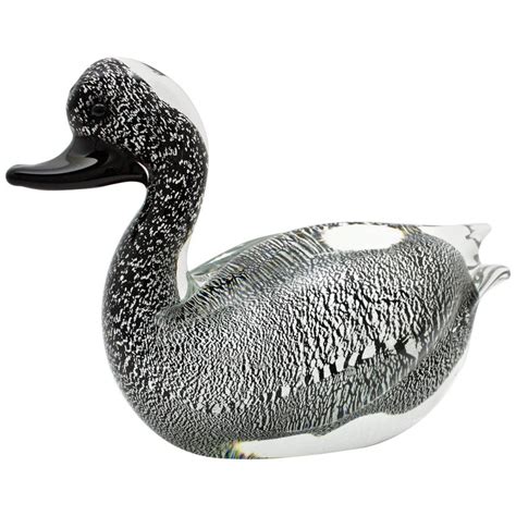 Murano Art Glass Silver Flecked Duck Figurine By Formia Italy 1960s For Sale At 1stdibs