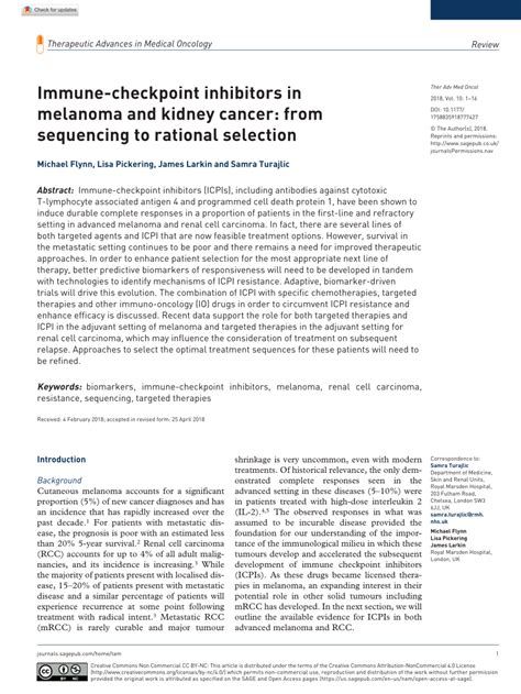 Pdf Immune Checkpoint Inhibitors In Melanoma And Kidney Cancer From
