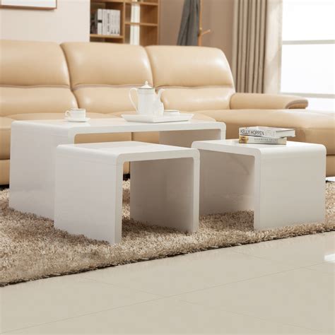 At furniture in fashion we have a vast range of cheap coffee tables for sale in glass, high gloss, wood and marble, in various shapes like square, round, rectangular and oval. High Gloss White Coffee Table Side/End Table Set of 2 ...