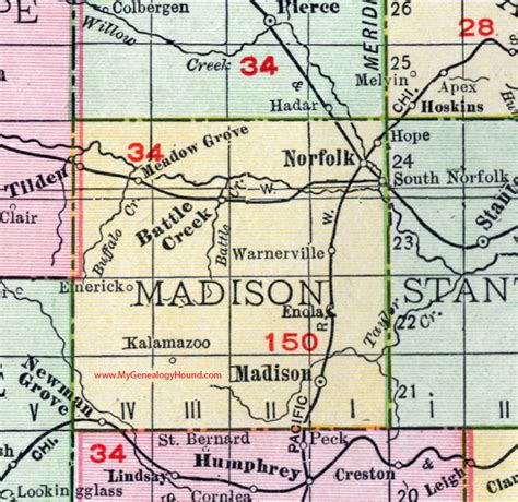 Madison County Nebraska Map 1912 Madison City Norfolk Battle