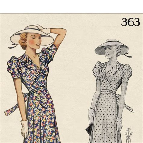 1930s Pretty Tea Frock Sewing Pattern Bust 36 Ready Printed Etsy