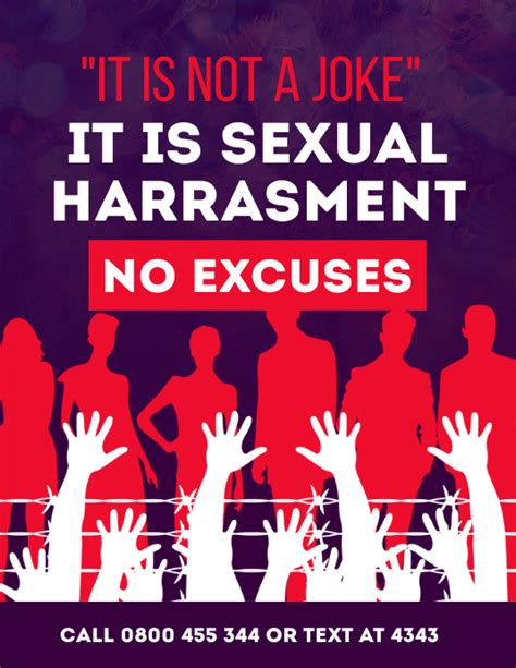 red and purple sexual harassment flyer template postermywall