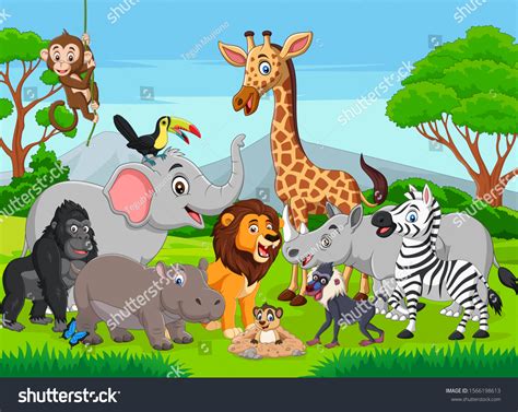 Cartoon Wild Animals Jungle Stock Vector Royalty Free 1566198613