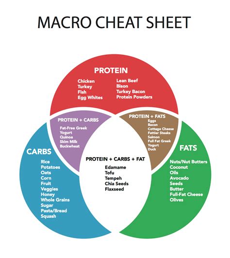 Macro Cheat Sheet To Help You With Your Macro Counting Or Macro Cycling
