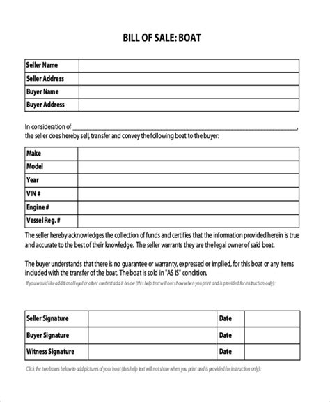 Free Sample Boat Bill Of Sale Forms In Pdf Ms Word