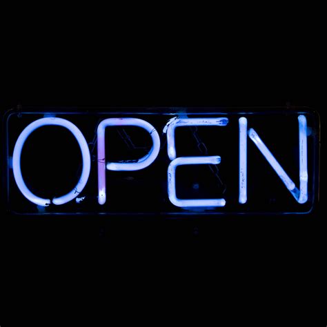 Open Neon Sign Blue Air Designs