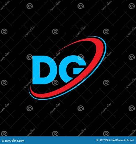 dg d g letter logo design initial letter dg linked circle uppercase monogram logo red and blue