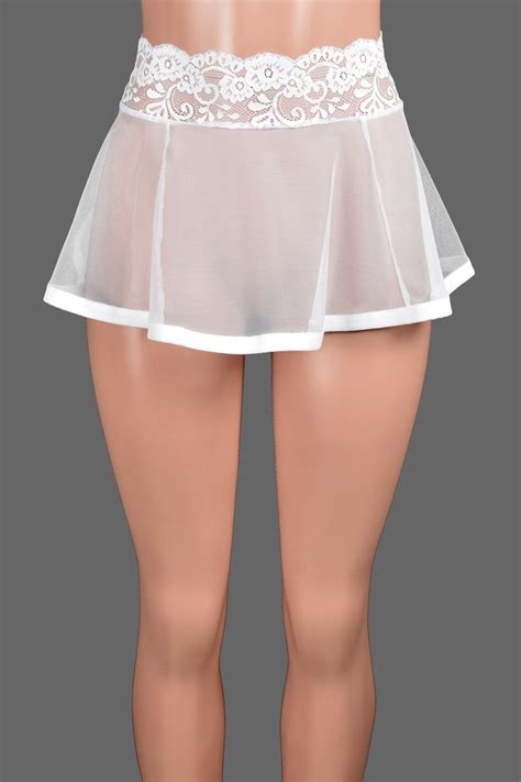 White Mesh And Lace Skirt Three Length Options Xs Inches