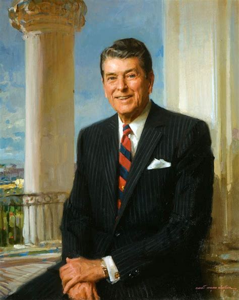 Excellent Oil Painting America President Ronald Reagan In White House
