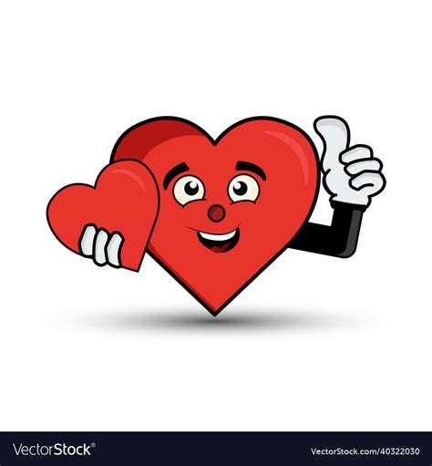 Heart Mascot Cartoon Character Flat Style Vector Image