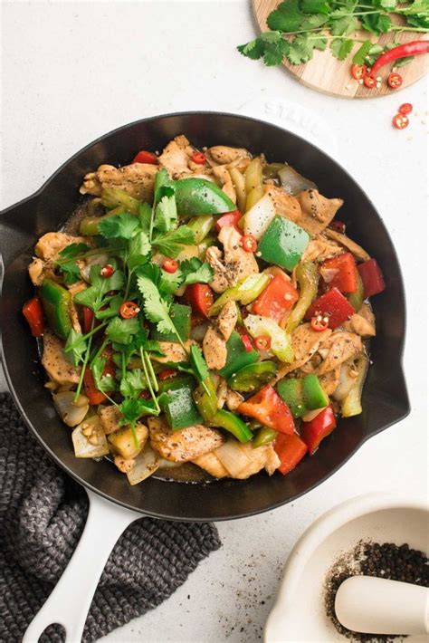 Tender chicken strips marinated in soy sauce, corn starch, sesame oil and ginger, then fried with veggies. Black Pepper Chicken in 30 minutes | Eat, Little Bird ...