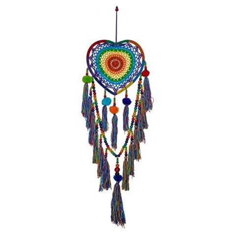 Dreamcatcher Heart Shape Rainbow With Pompoms And Tassels
